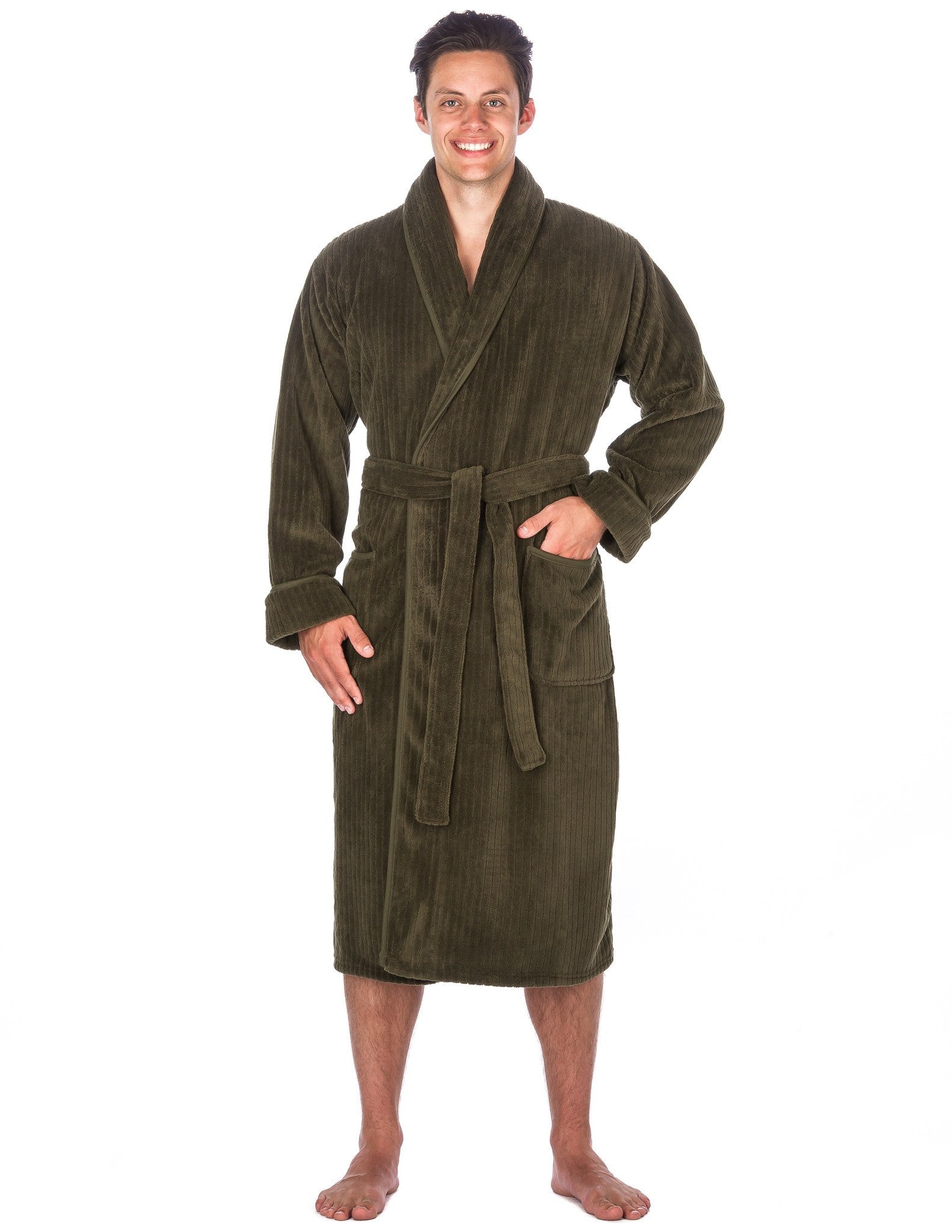 Noble Mount Men's Coral Microfleece Plush Spa/Bath Robe