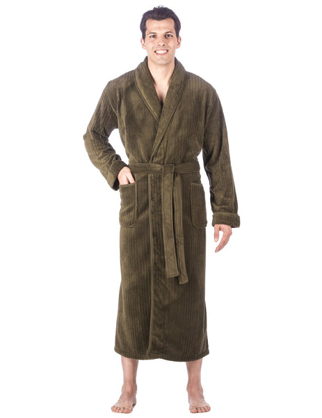 Noble Mount Men's Coral Fleece Long Plush Spa/Bath Robe