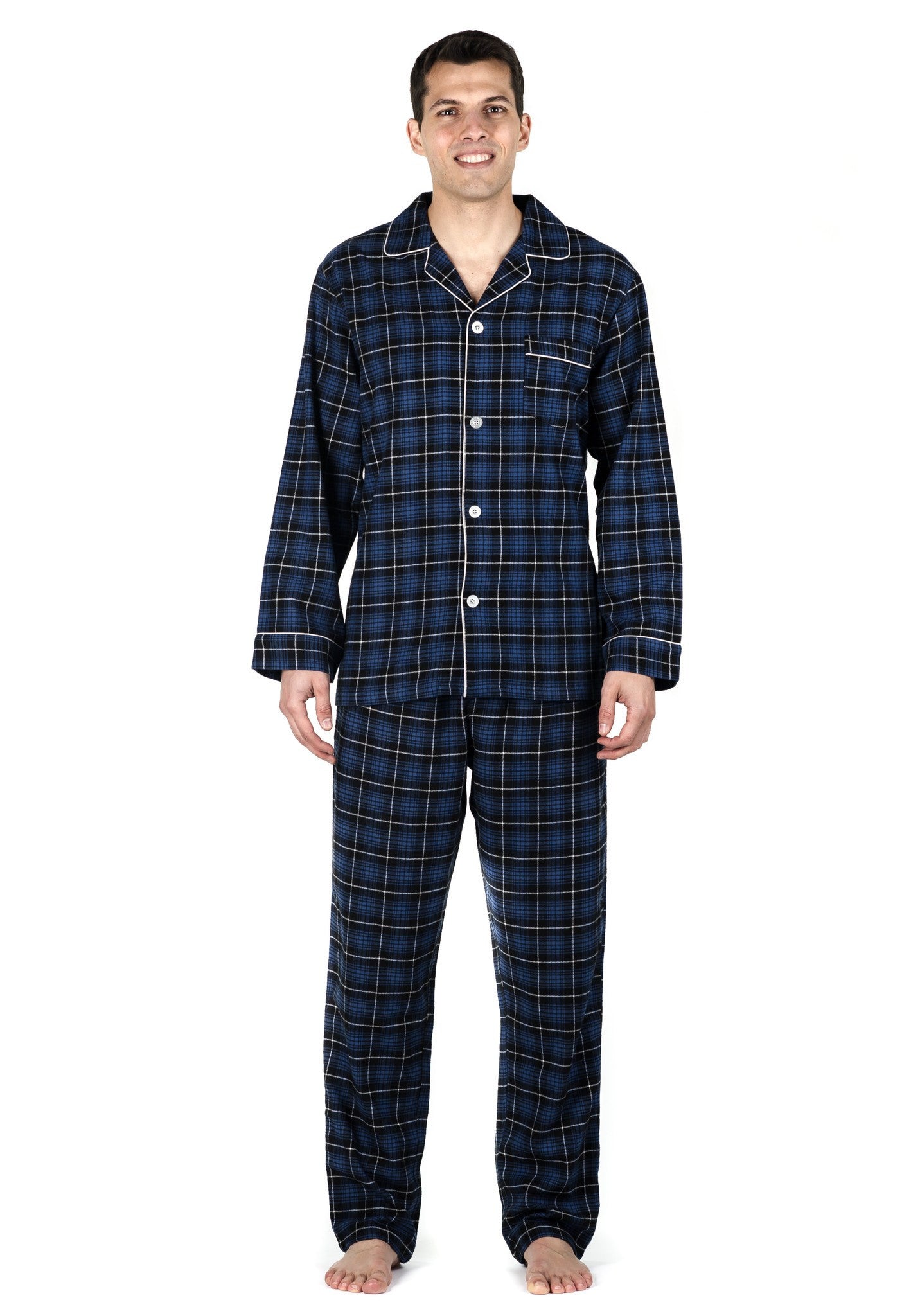 Men's Premium 100% Cotton Flannel Pajama Sleepwear Set (Relaxed Fit ...