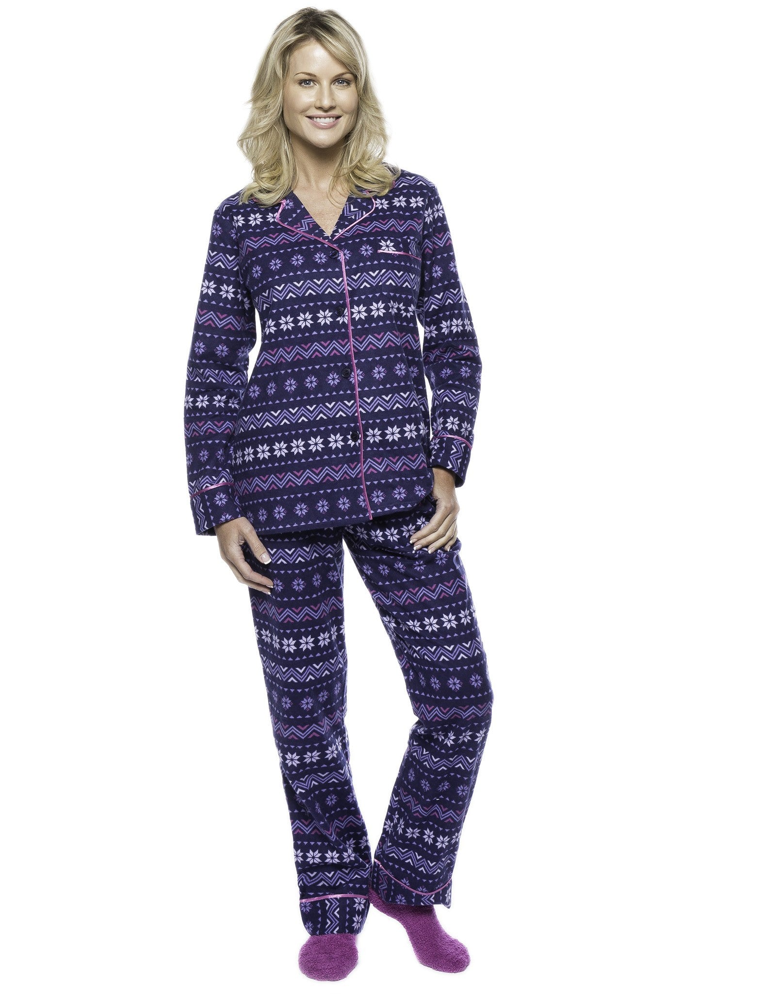 Womens Premium Cotton Flannel Pajama Sleepwear Set Noble Mount 4709
