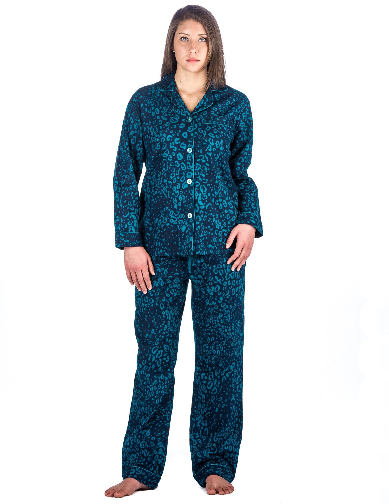 Womens 100 Cotton Flannel Pajama Sleepwear Set Relaxed Fit Noble Mount 9247