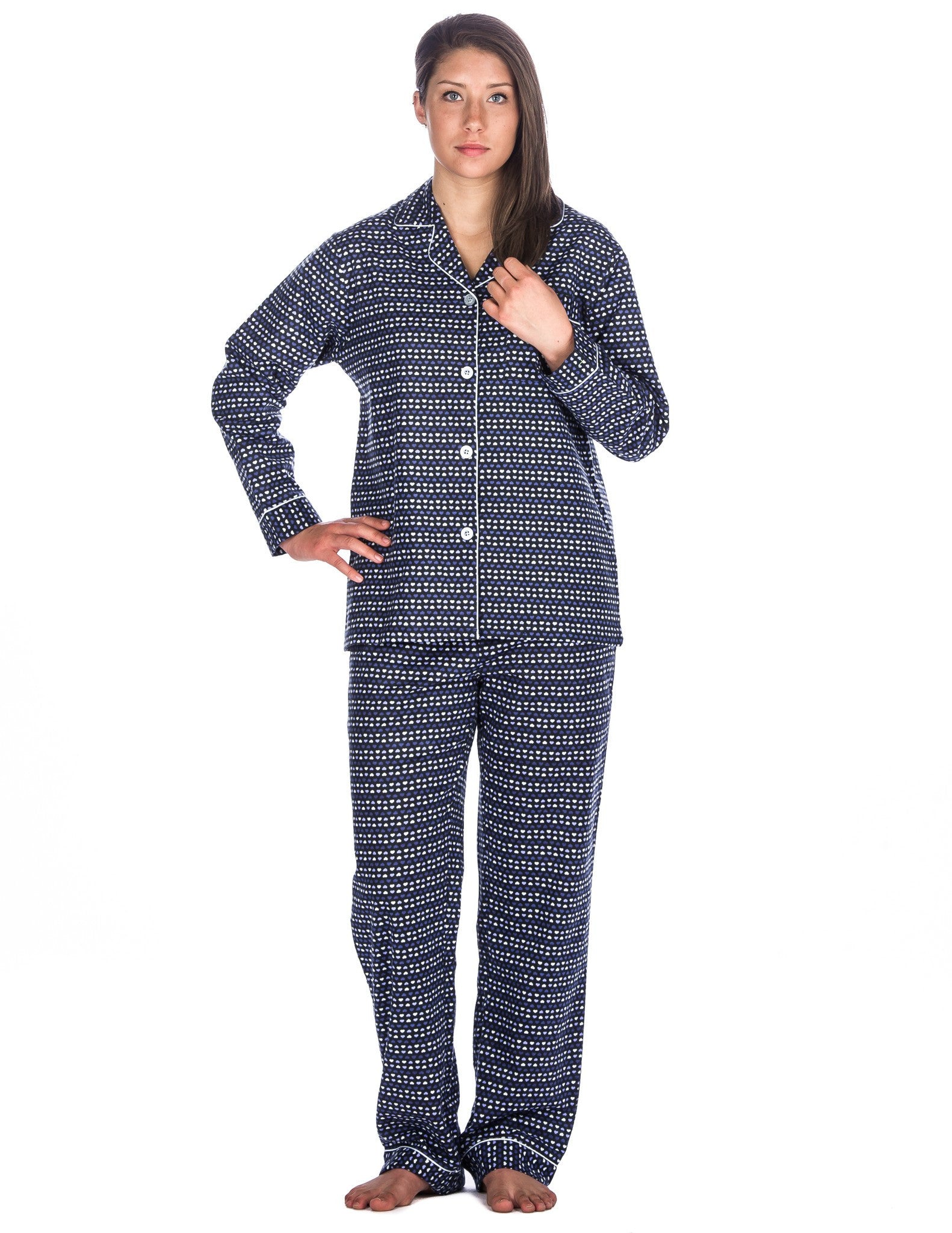 Womens 100% Cotton Flannel Pajama Sleepwear Set - Relaxed Fit – Noble Mount