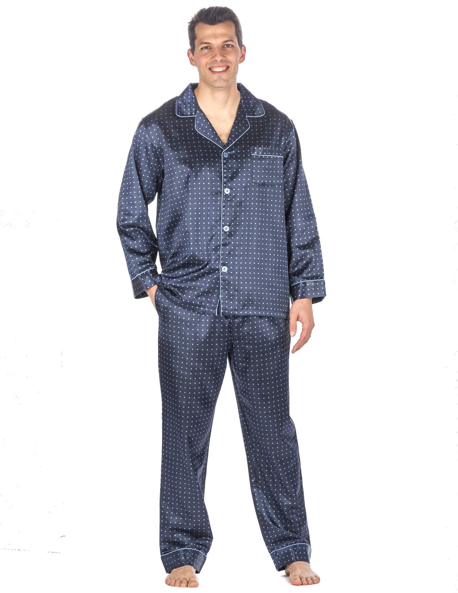 Noble Mount Men's Premium Satin Pajama Sleepwear Set