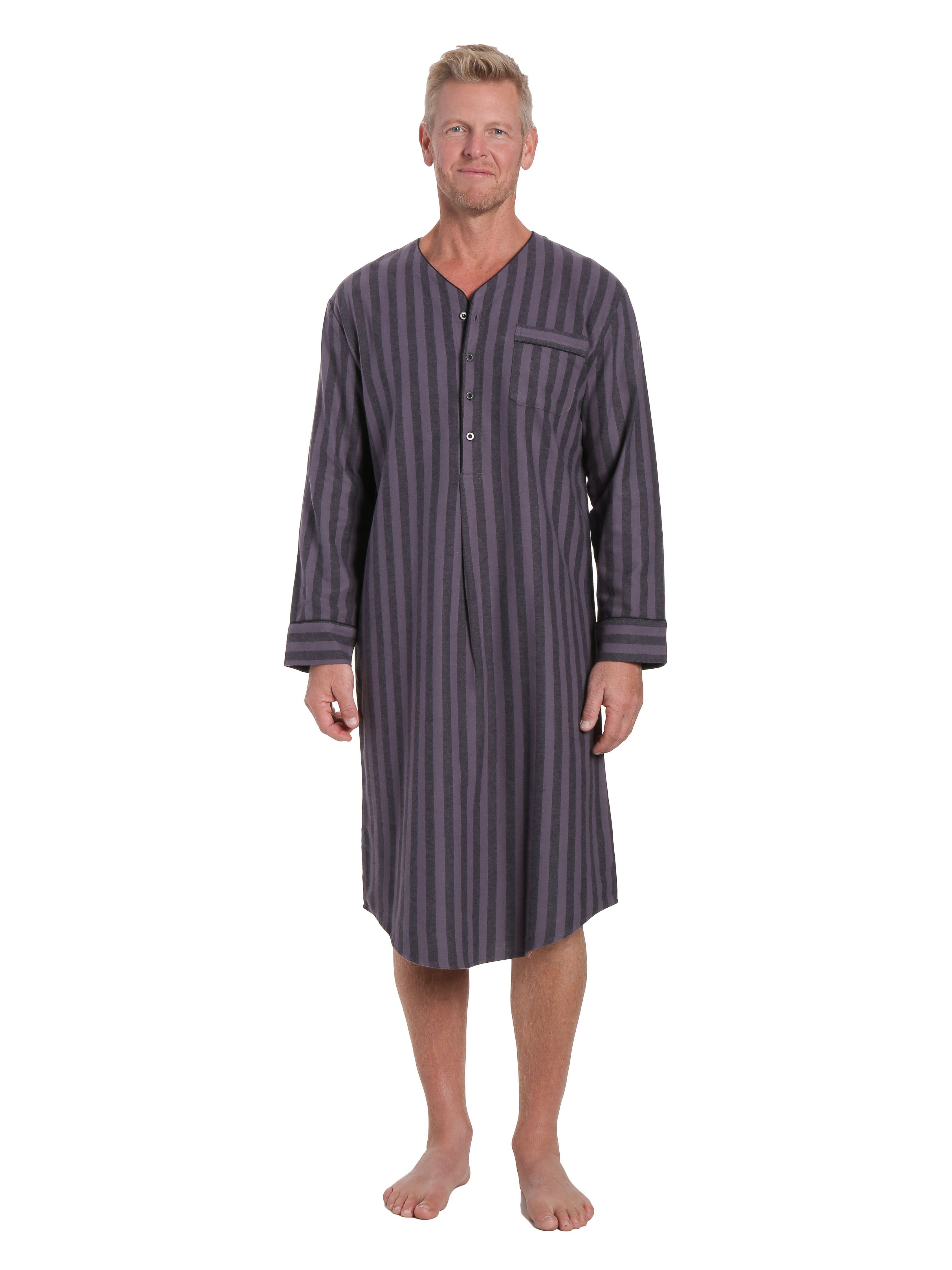 Mens Nightshirt - 100% Cotton Flannel Mens Nightshirts for Sleeping ...