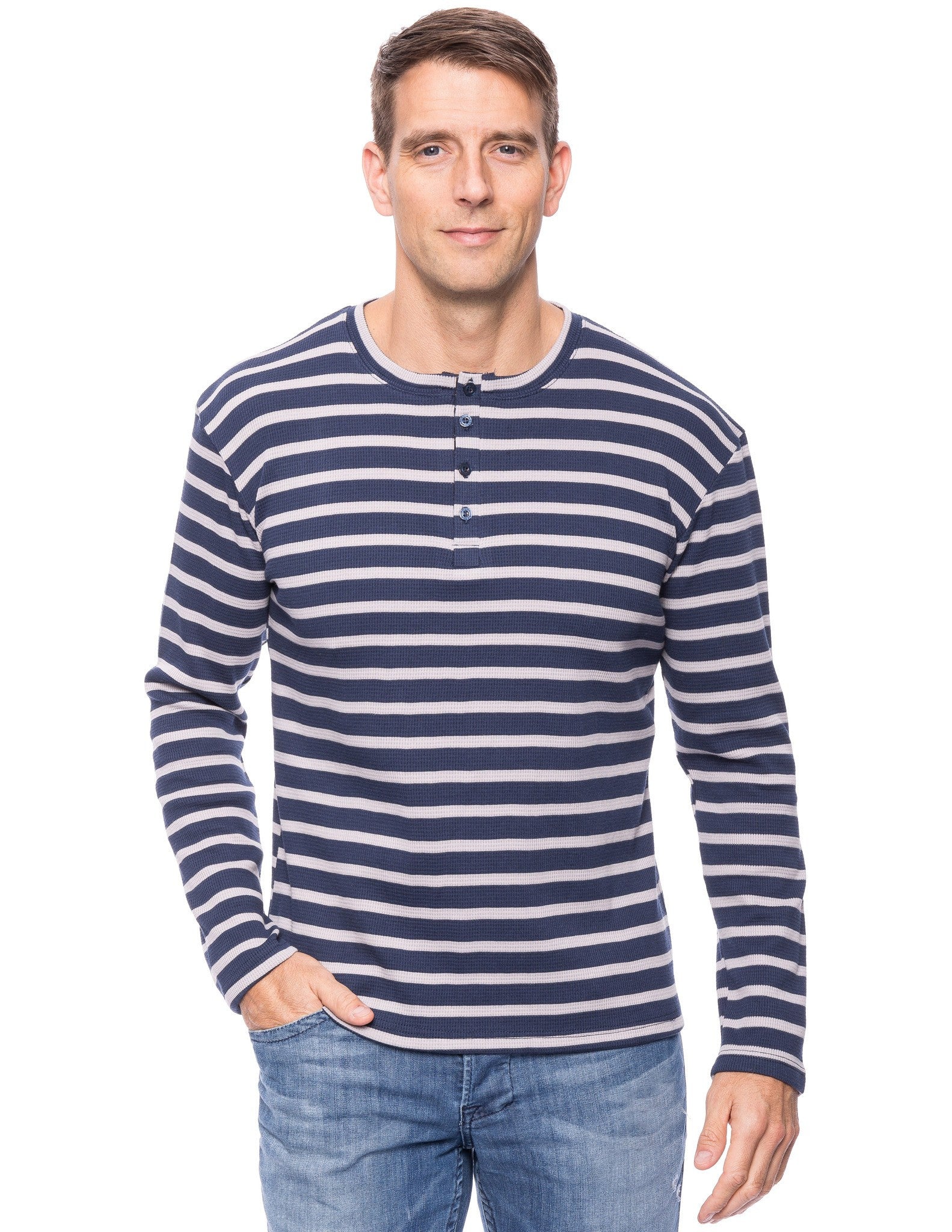 dark blue henley shirt