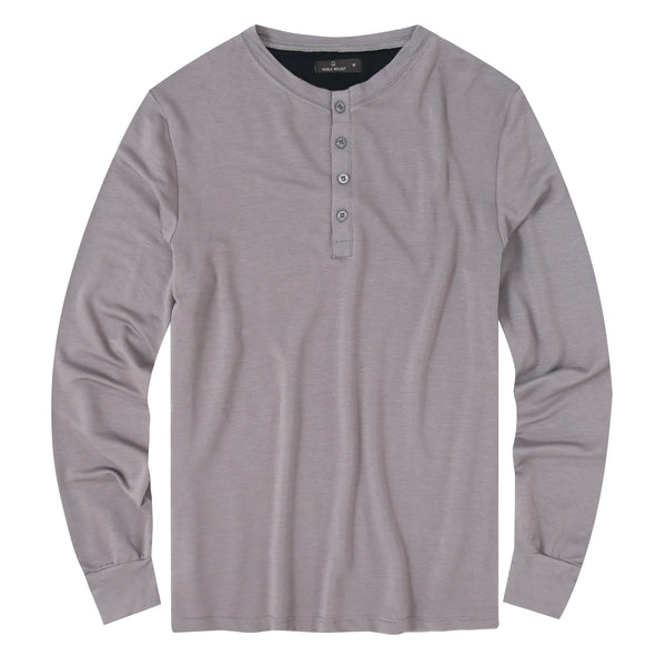 Men's Jersey Knit French Terry Long Sleeve Henley Top – Noble Mount