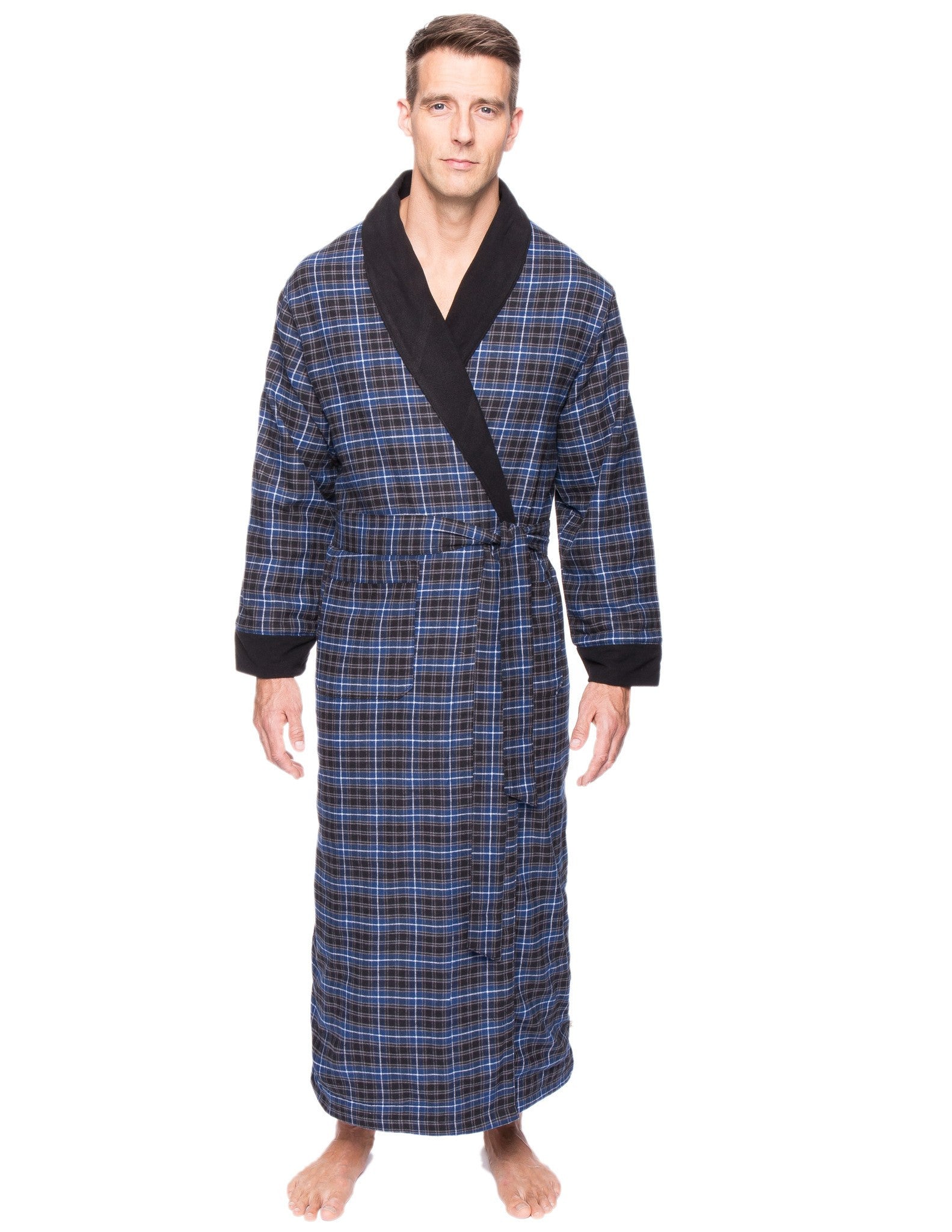 verticaal betreden compileren Noble Mount Men's 100% Cotton Flannel Fleece Lined Robe