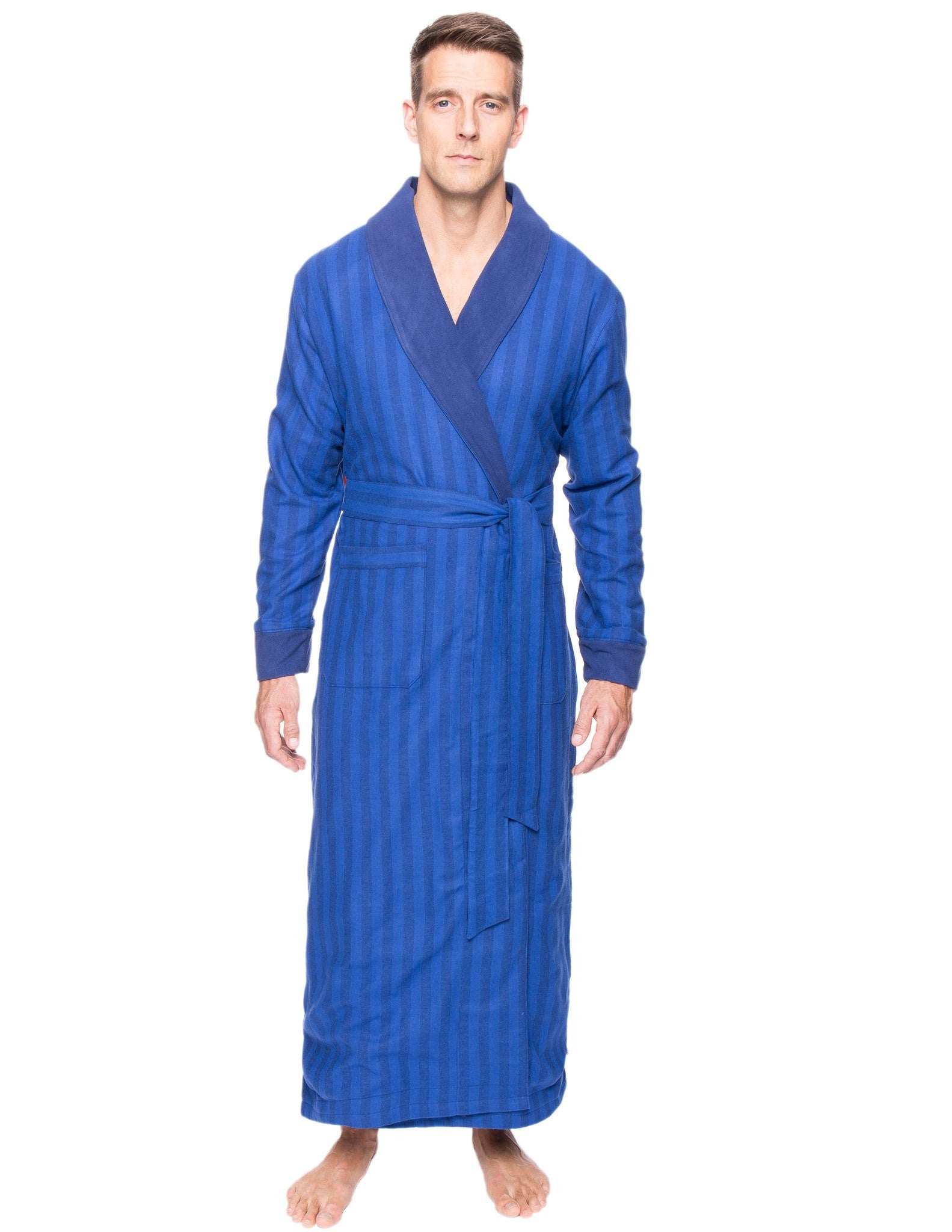 Noble Mount Men's 100% Cotton Flannel Fleece Lined Robe