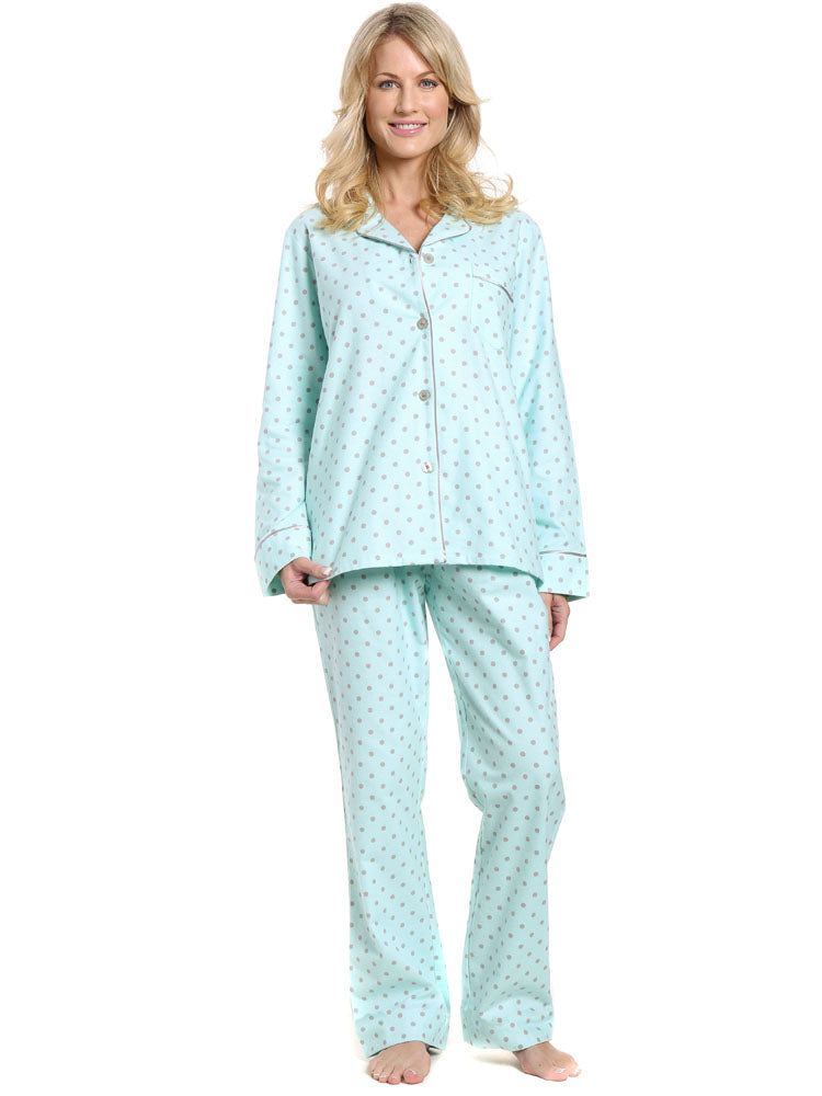 Womens Premium 100 Cotton Flannel Pajama Sleepwear Set Noble Mount 