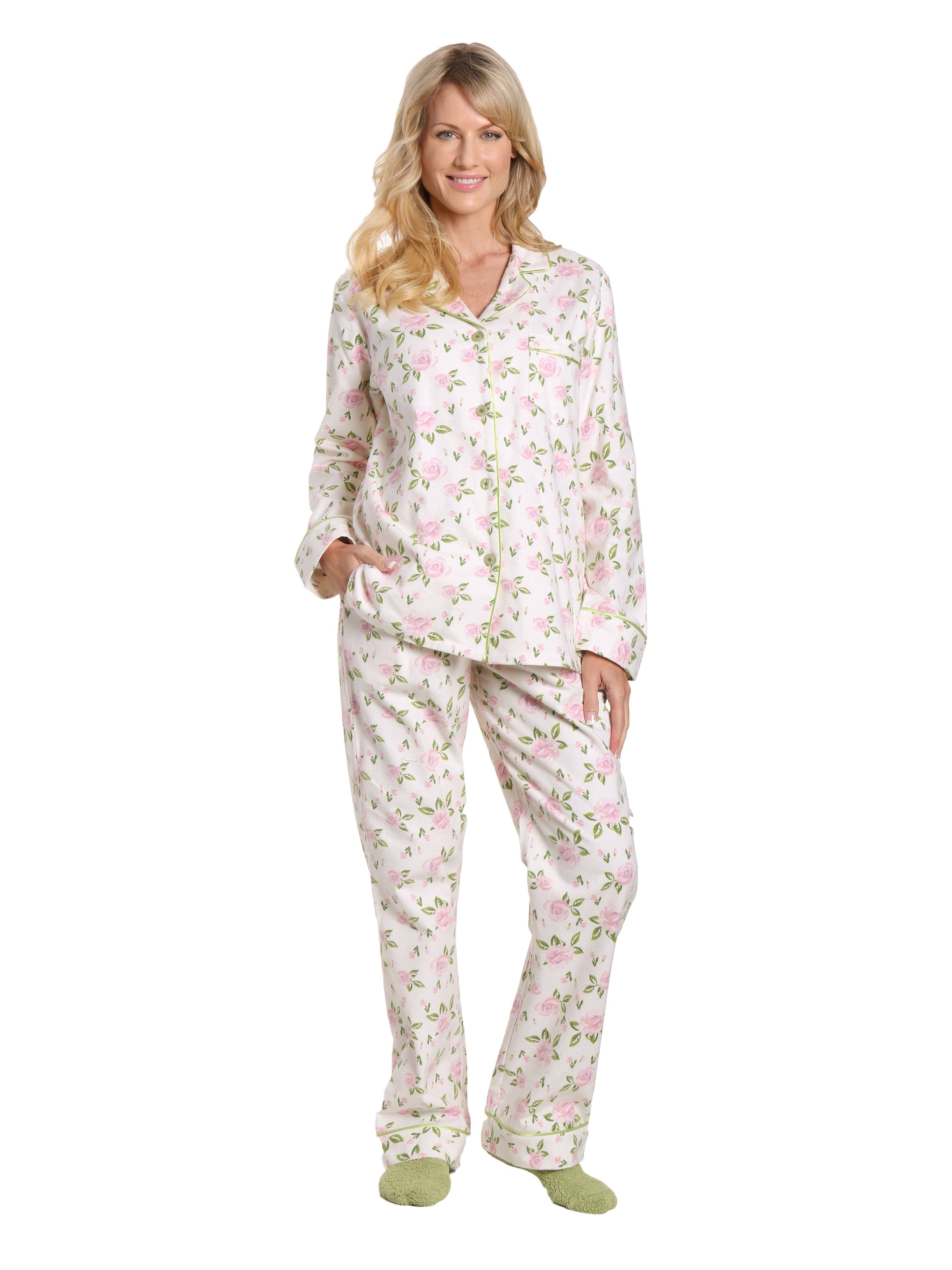 Womens Premium Cotton Flannel Pajama Sleepwear Set Noble Mount 6277