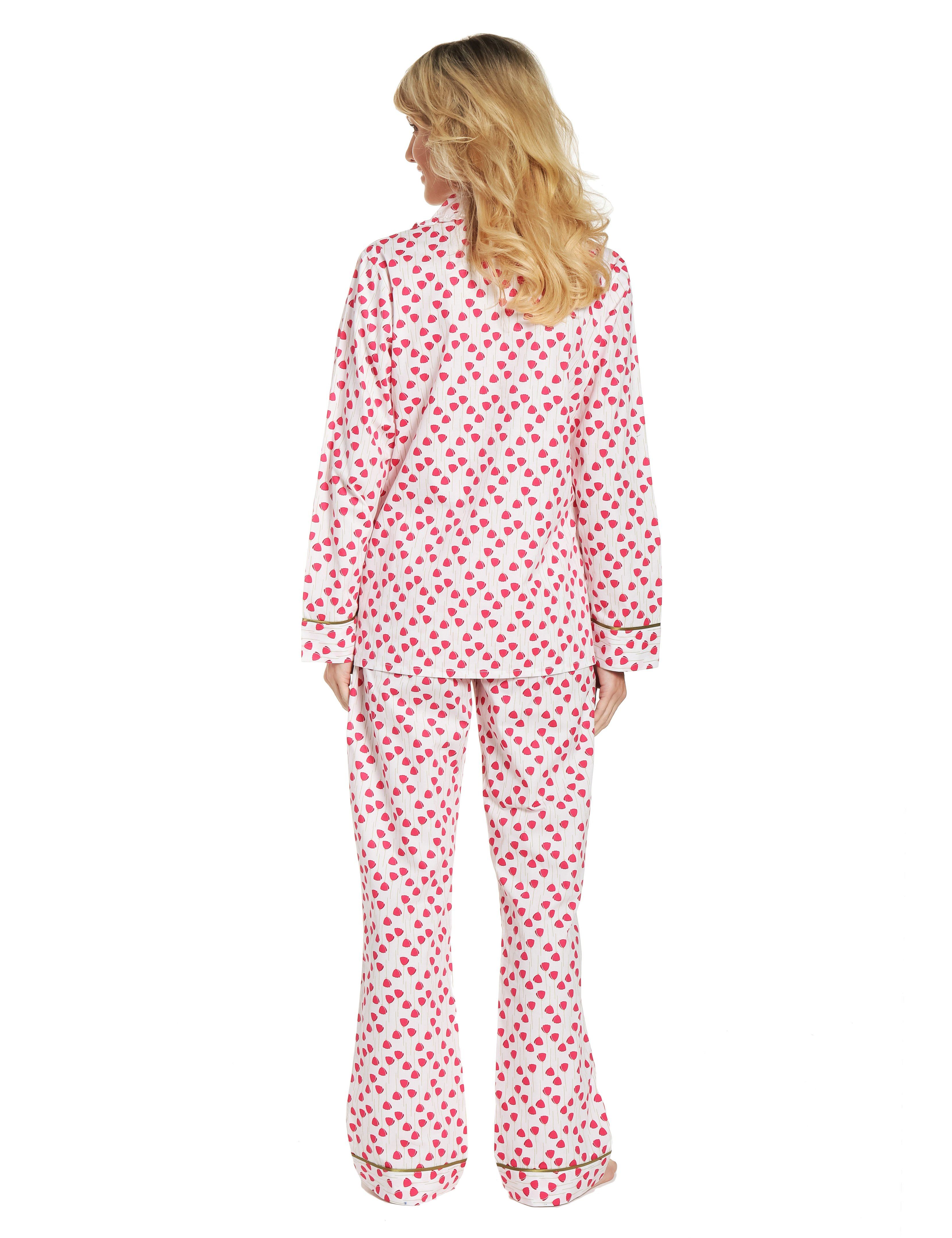 Womens Premium 100% Cotton Poplin Pajama Set with Ruffles – Noble Mount
