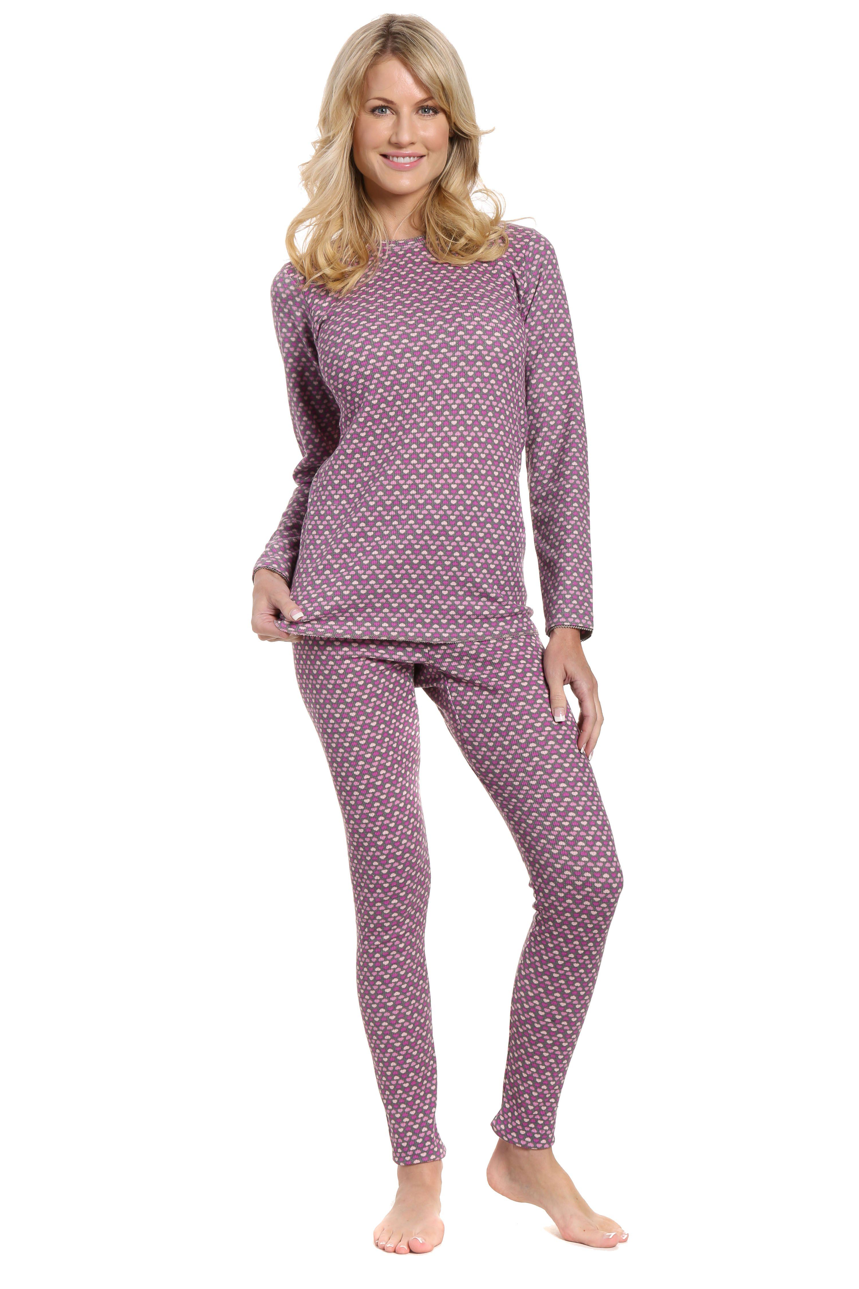 Womens Printed Extreme Cold Waffle Knit Thermal Top and Bottom Set – Noble  Mount