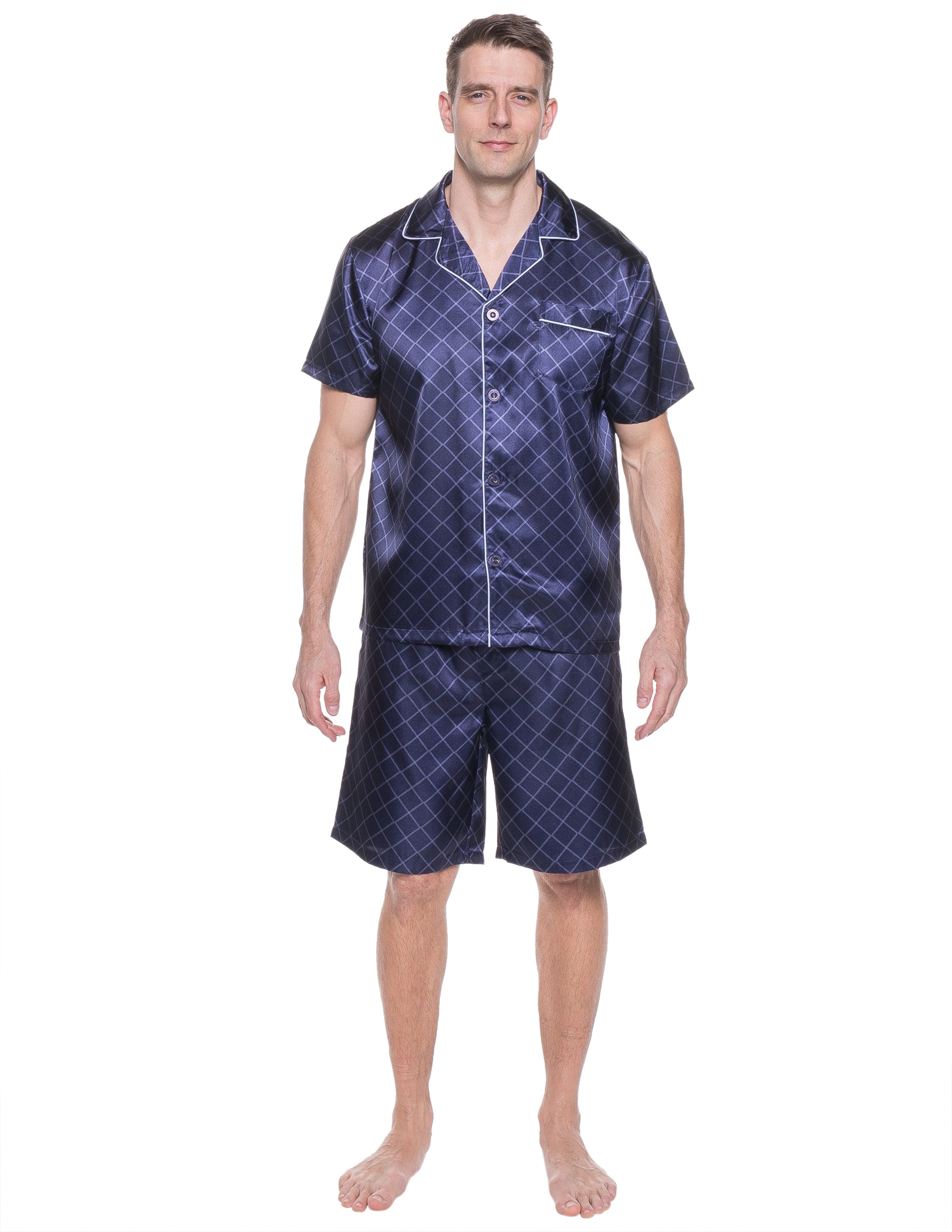 Mens Satin Short Sleepwearpajama Set Noble Mount 4420