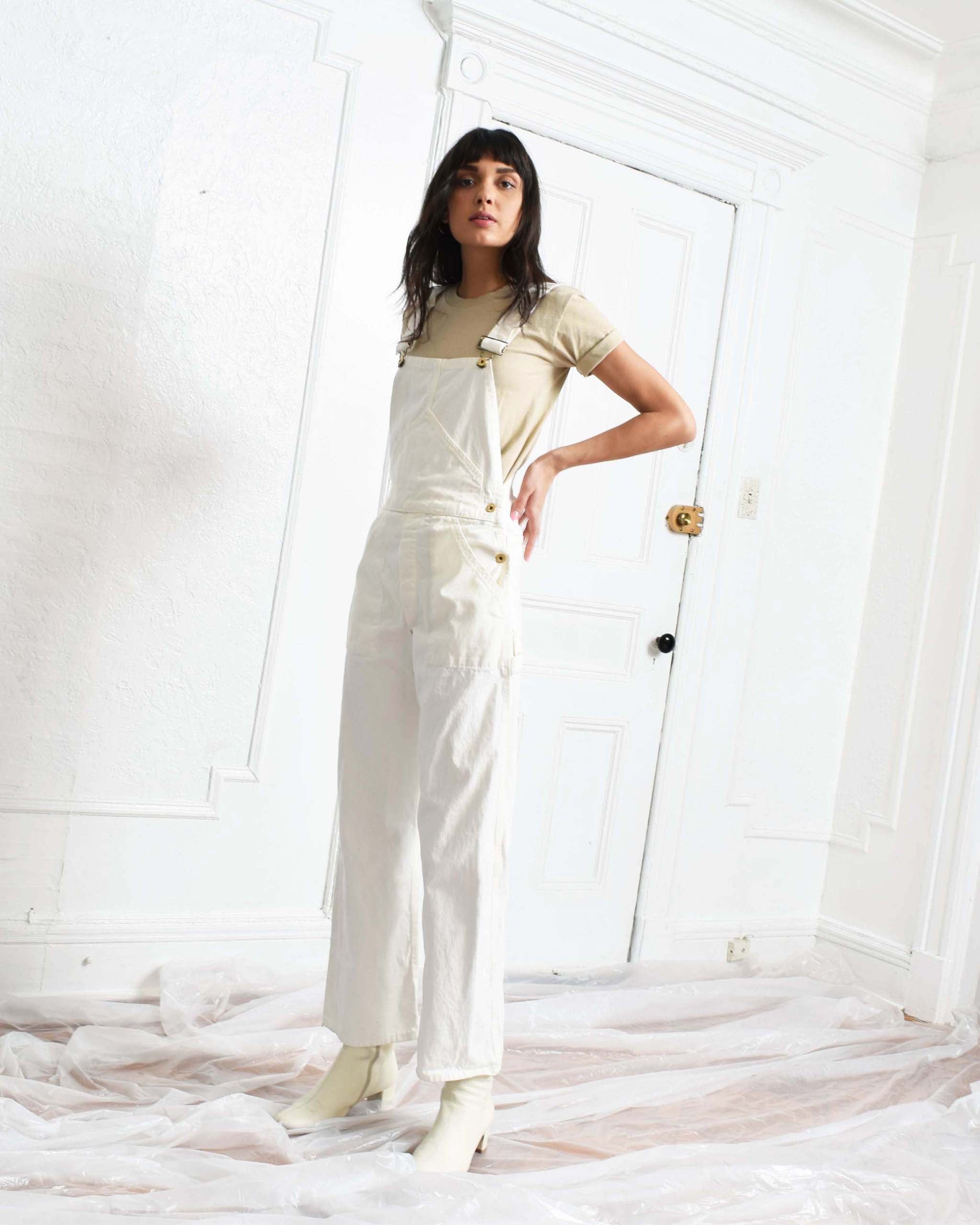 white cotton overalls