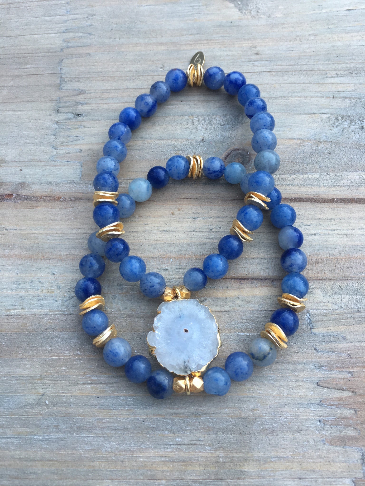 Blue and White Geode Connector Bracelet