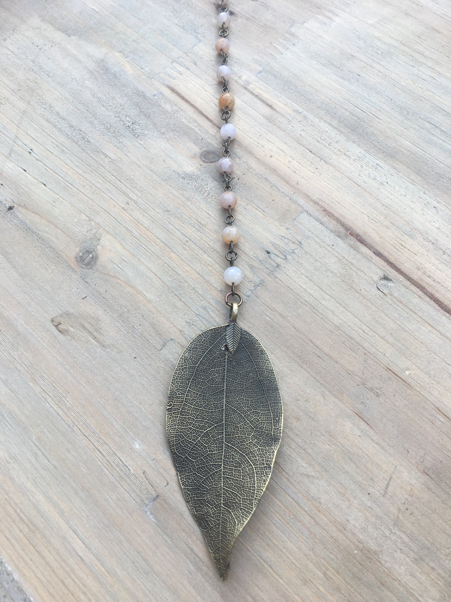 Bronze Leaf Drop Necklace