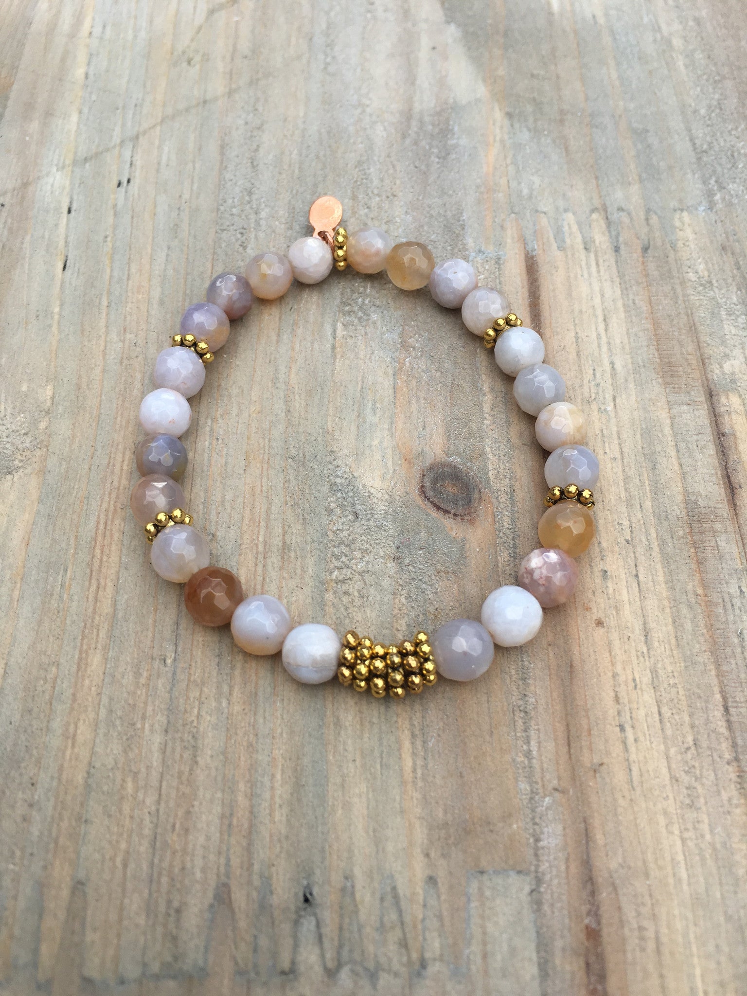 Brown and Cream Agate Bracelet (6mm)