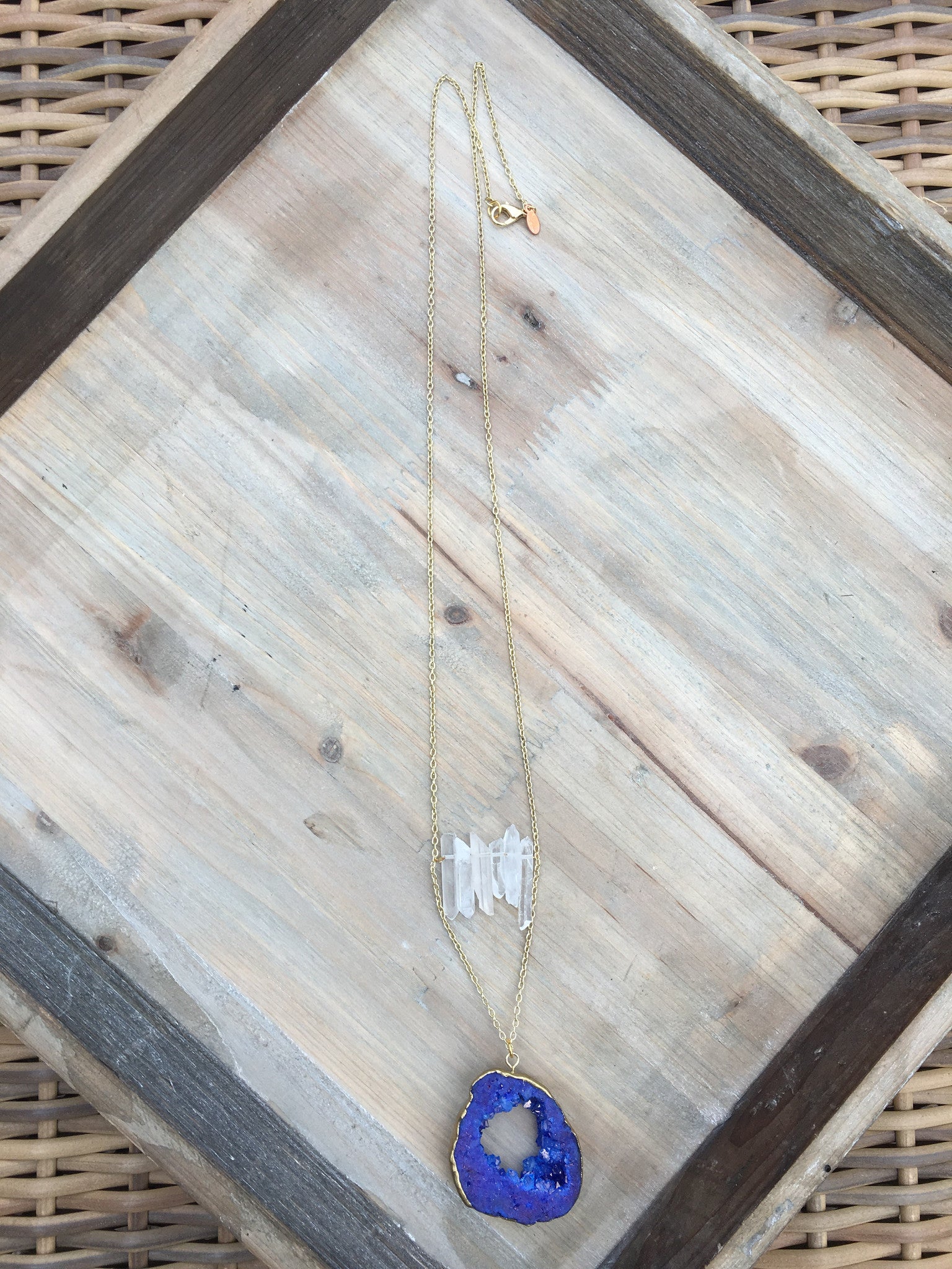 Cobalt Blue Druzy Spike Necklace