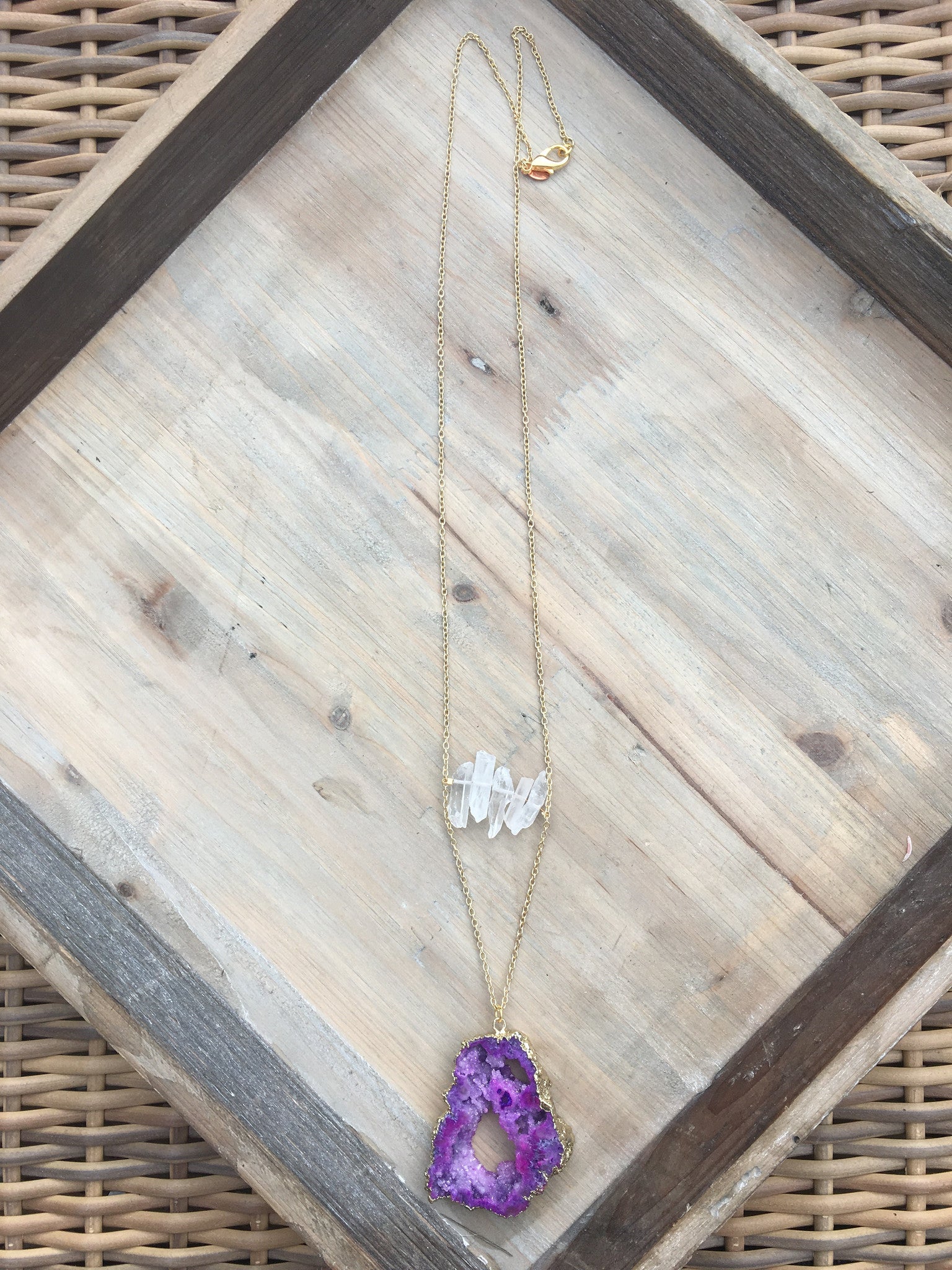 Lavender Druzy Spike Necklace