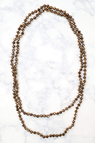 GG Classic Beaded Necklace, Smoky Brown