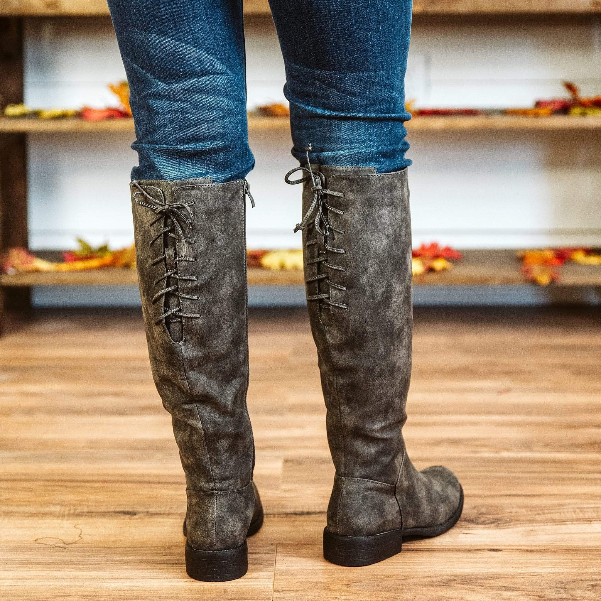 grey distressed boots