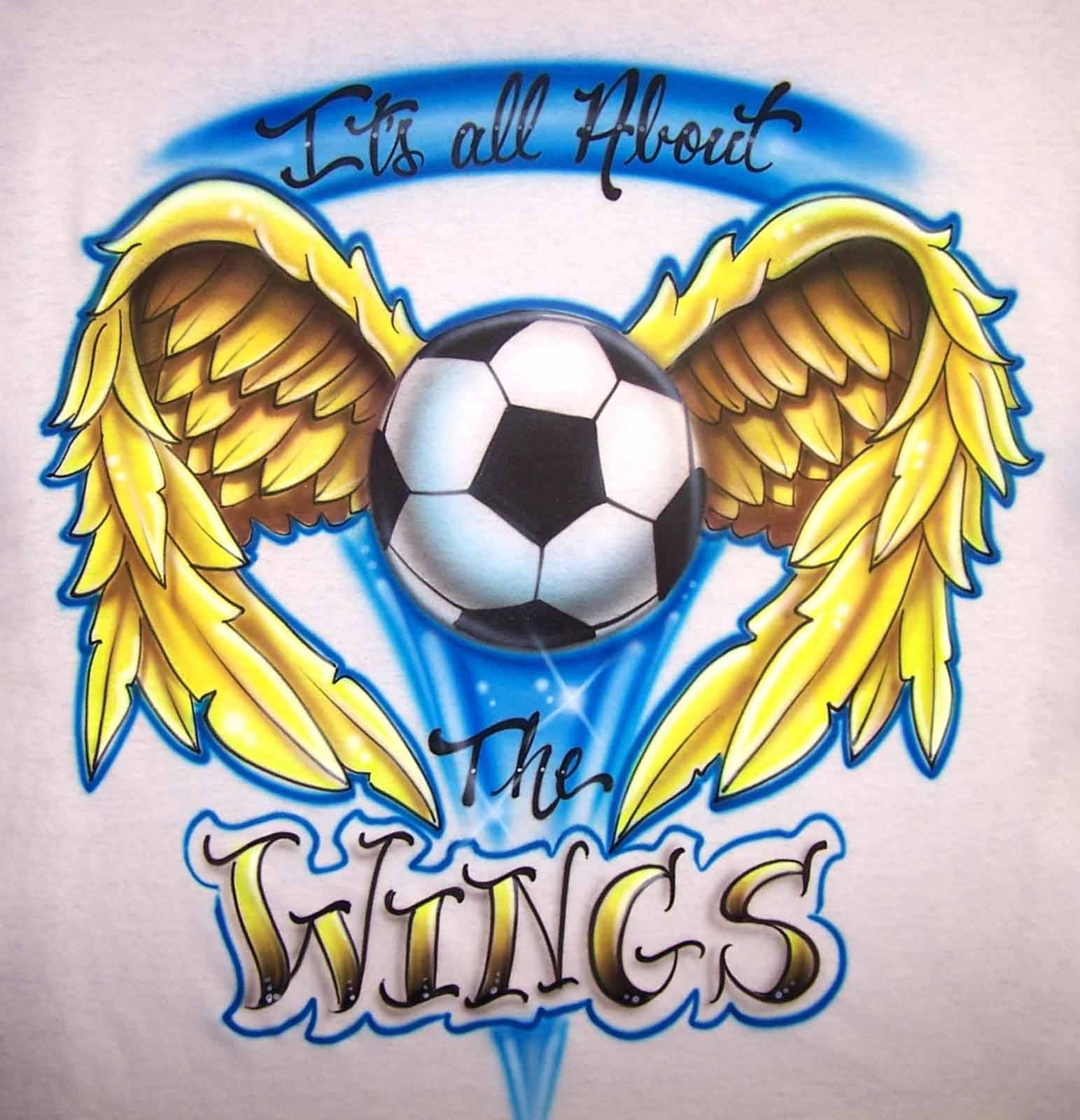  Custom  Airbrushed  Soccer Ball Wings Personalized Shirt 