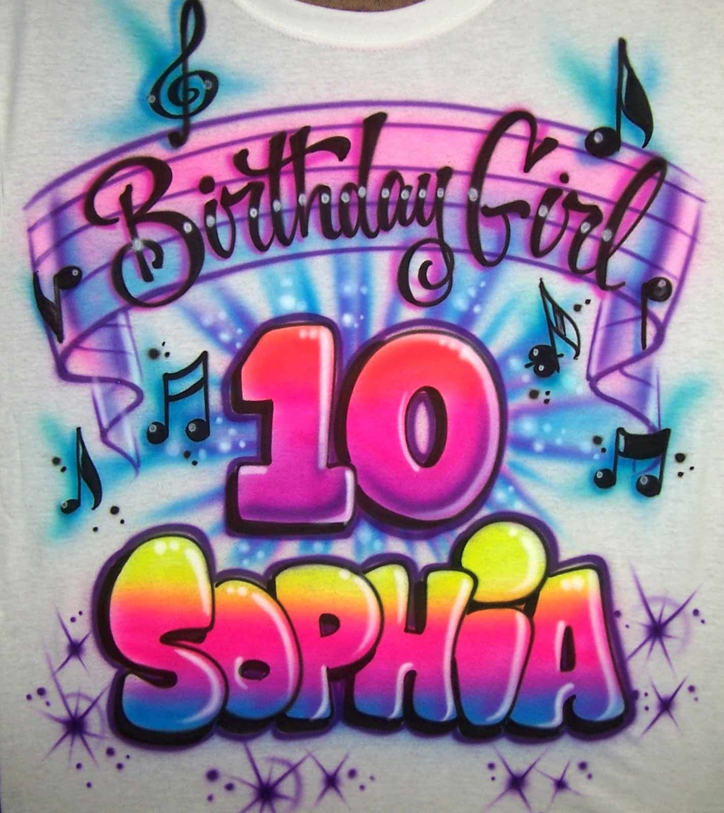 Birthday Girl Music Theme Personalized Airbrushed T-Shirt Or Sweatshir
