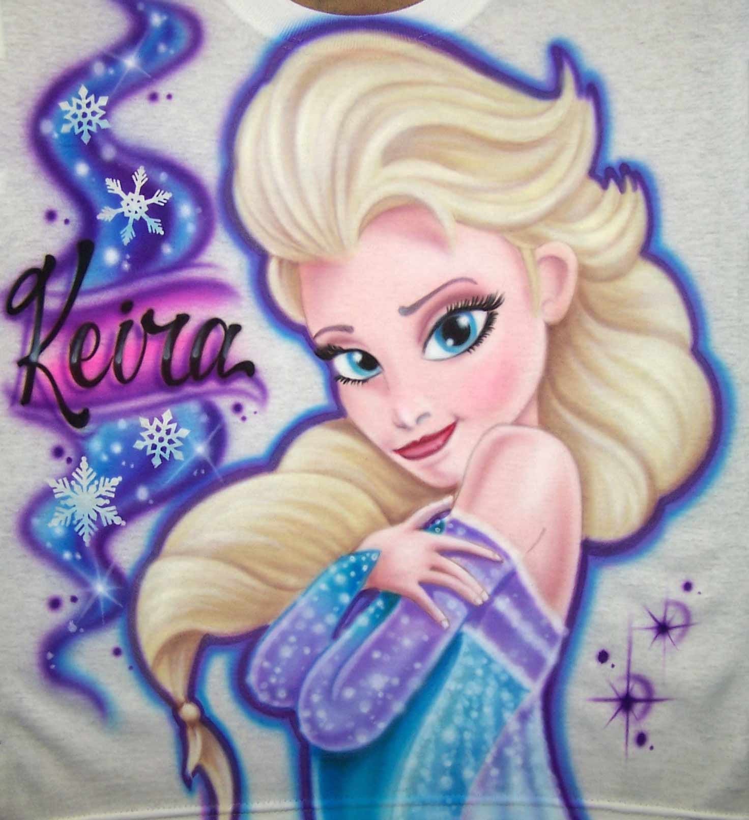 Airbrushed Elsa Inspired Frozen Themed Personalized Shirt