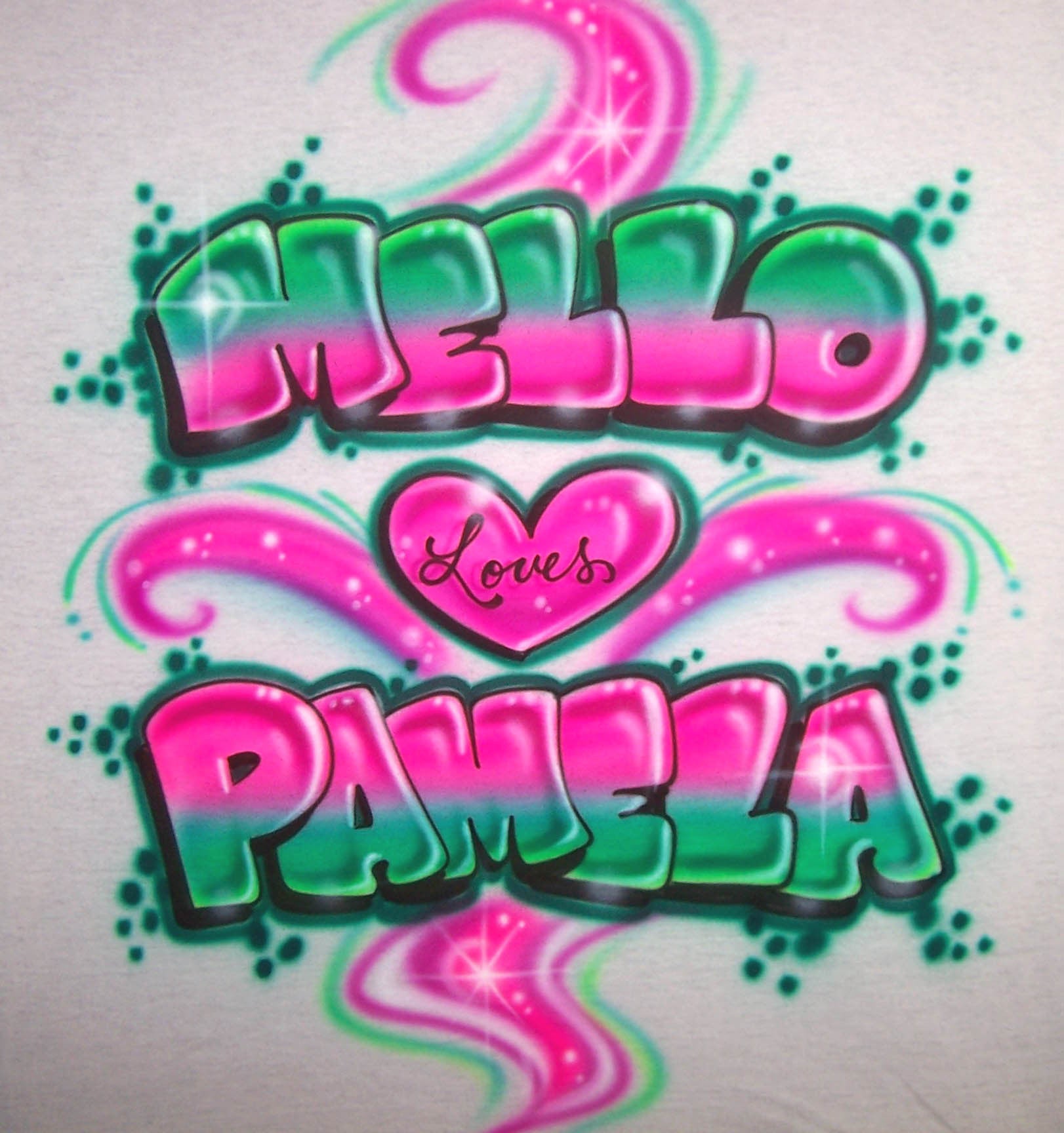 Graffiti Style Airbrushed Love Design With Two Names Heart Color S