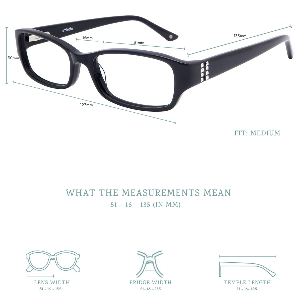 Perth blue light blocking glasses measurements infographic.