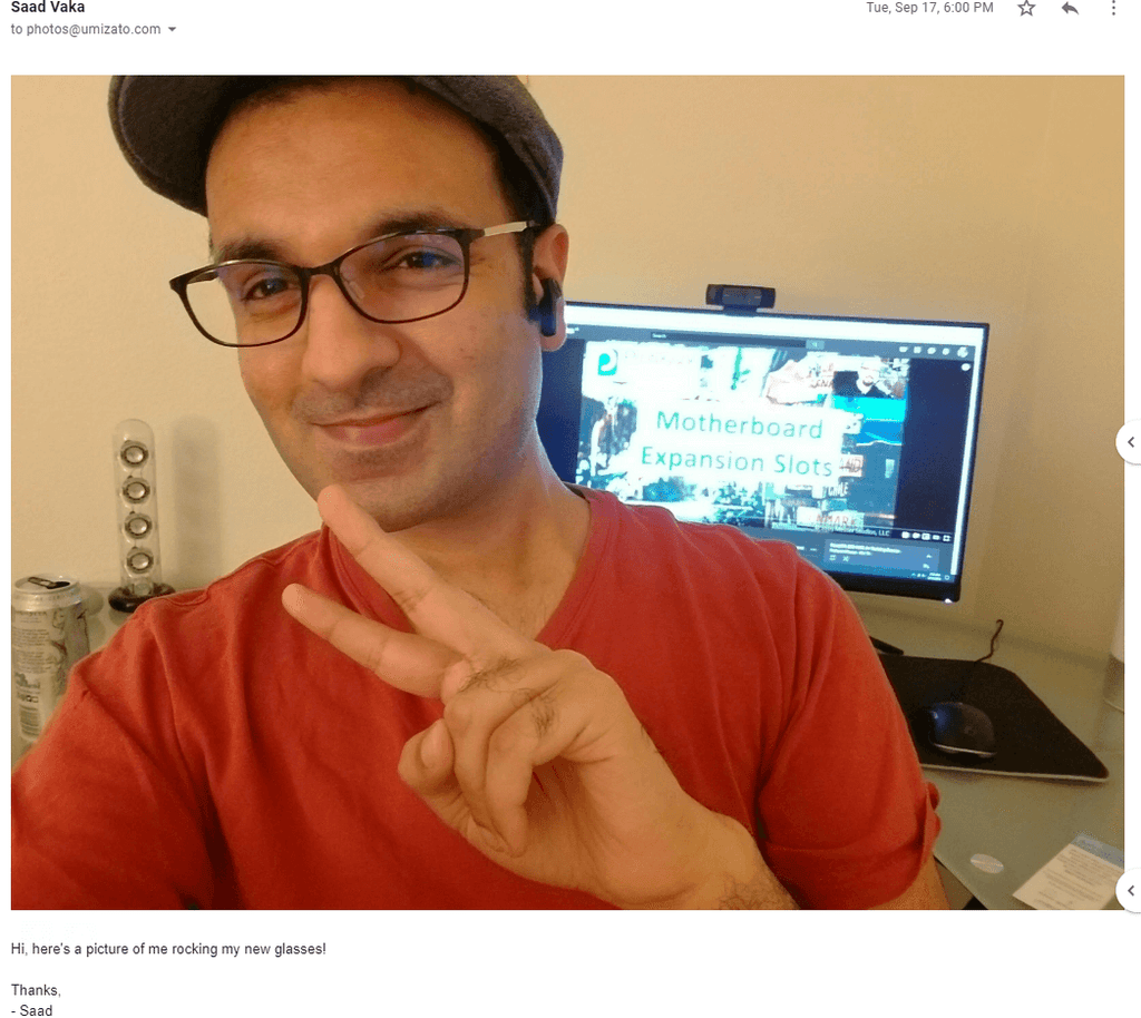 Saad Vaka rocking his new umizato computer glasses