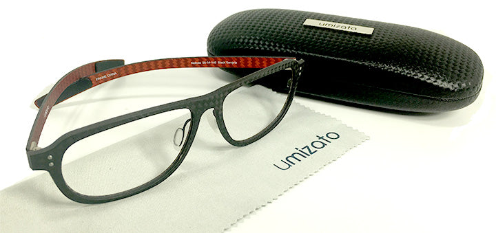 carbon fiber prescription glasses black red full rim nebula | umizato