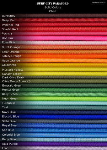 Paracord Color Chart