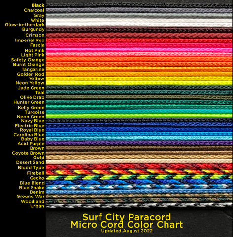 Color Chart – Surf City Paracord, Inc.