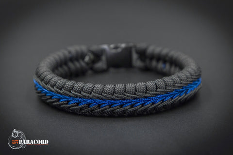 Thin Blue Line Flag Stitched Fishtail Paracord Bracelet. – Surf