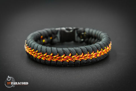 Black Paracord Fishtail Bracelet with Fireball Center Stitch. – Surf ...