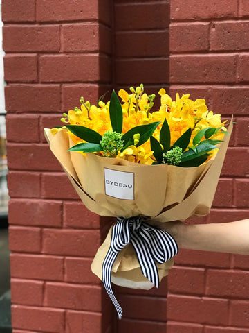 yellow orchid flower arrangement instagram hong kong