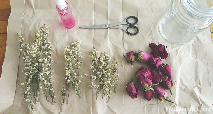 Step 1 DIY Flower Jar Blooms Petals Greens