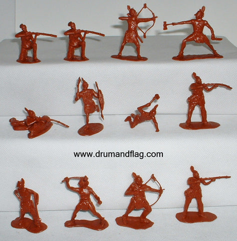 CTS - Mohawks.  Native American Woodland Indians. 12 figures in 10 poses. 1/32 scale (54mm) plastic.