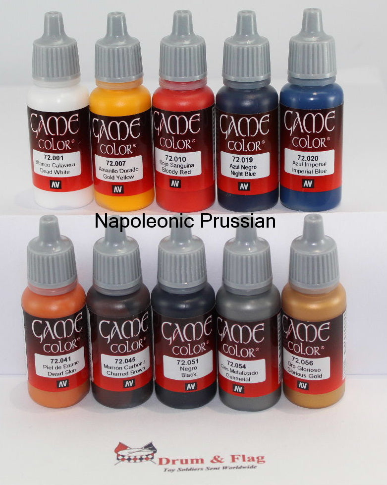 Vallejo Game Color Paint Napoleonic Prussians 10 Bottle Set Wate Drumandflag