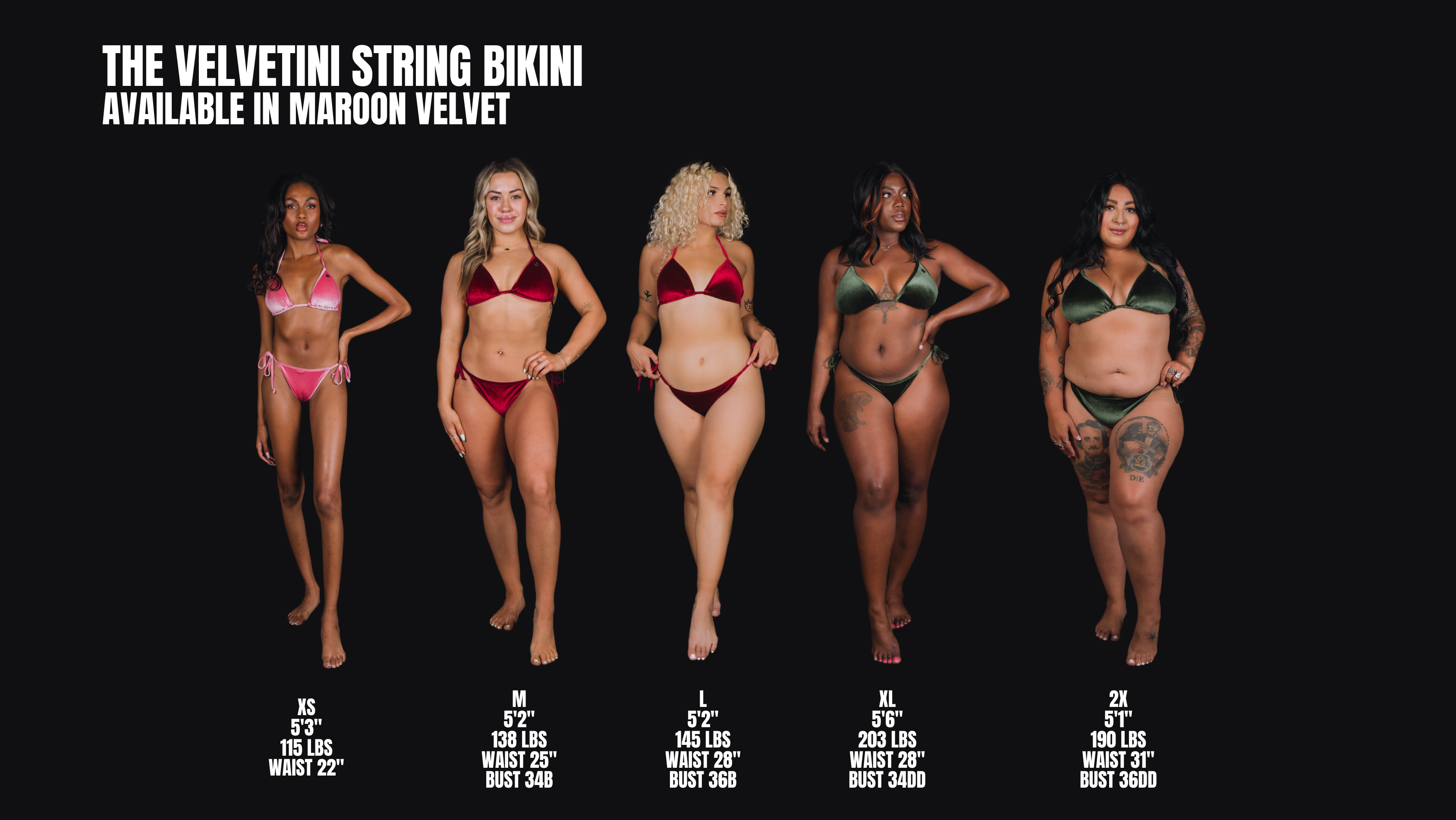 Women's Velvetini Bikini Size Chart – Dixxon Flannel Co.
