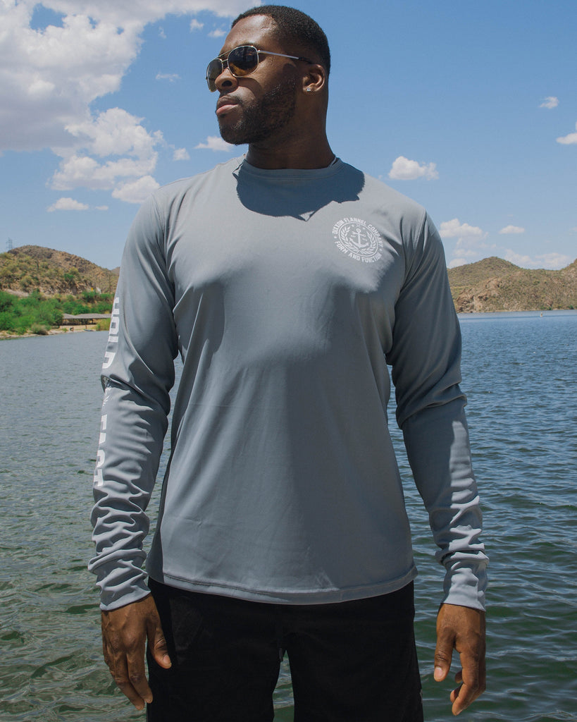 Salty Crest UV Long Sleeve T-Shirt - Gray - gregorymendez