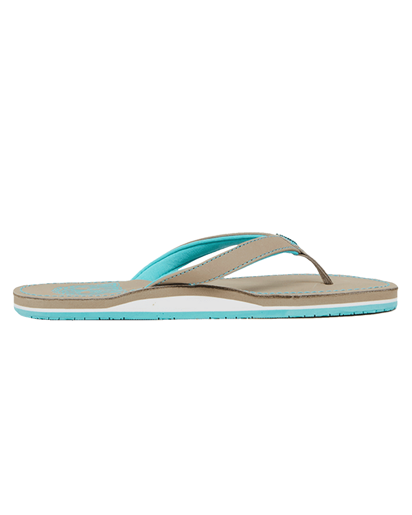 Women's Leather Sandals - Gray & Teal - gregorymendez