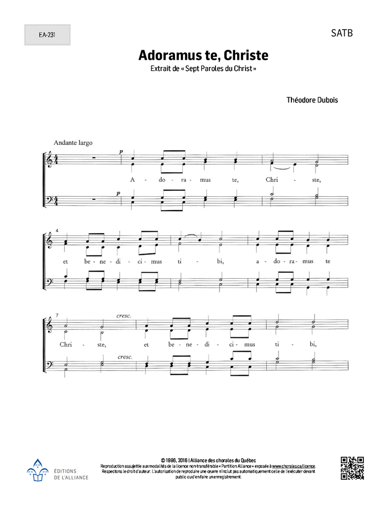 adoramus te christe dubois sheet music