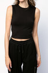 ATM - Cotton Cropped Sleeveless Tee in Black