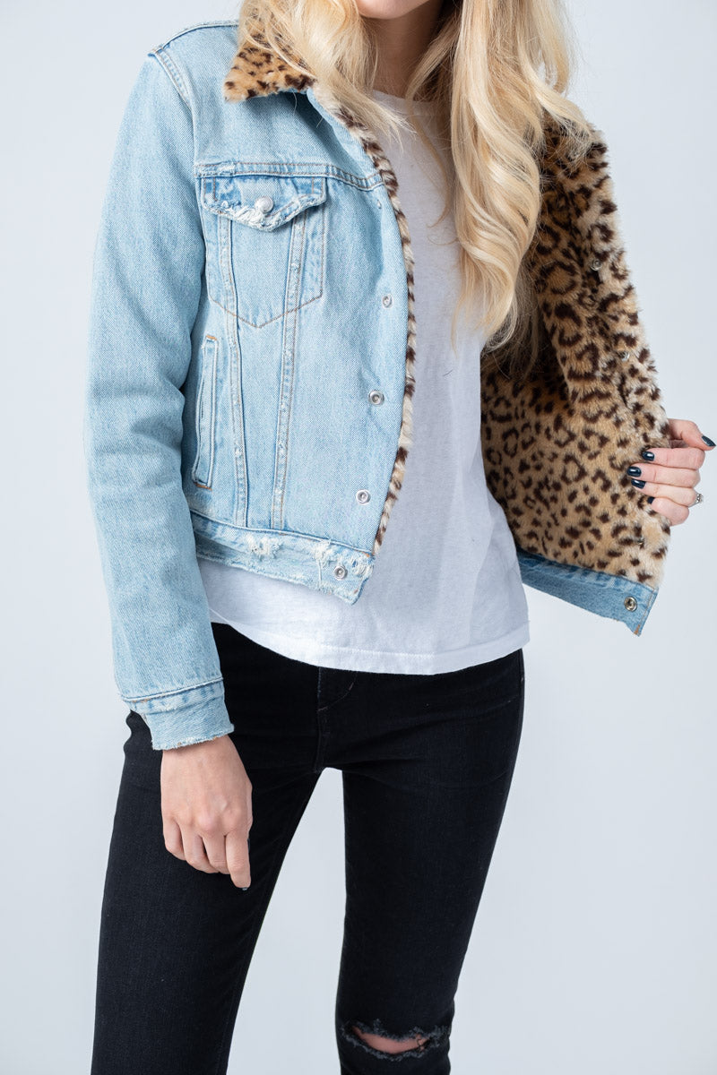 faux fur trucker jacket