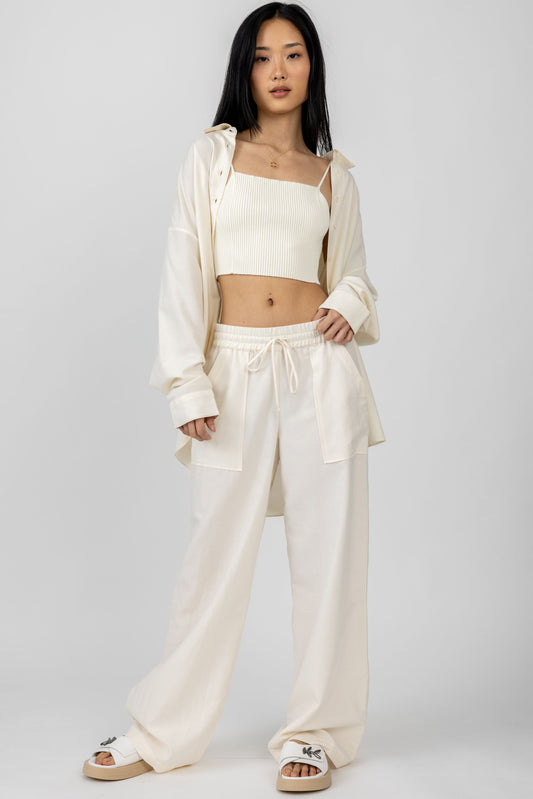 The Range Ripple Gauze Wide Leg Pant in Tanlines