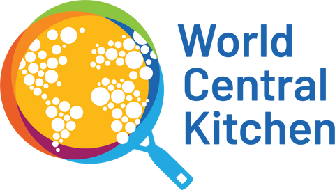 World Central Kitchen Logo a colorful frying pan with the outline of the continents within it