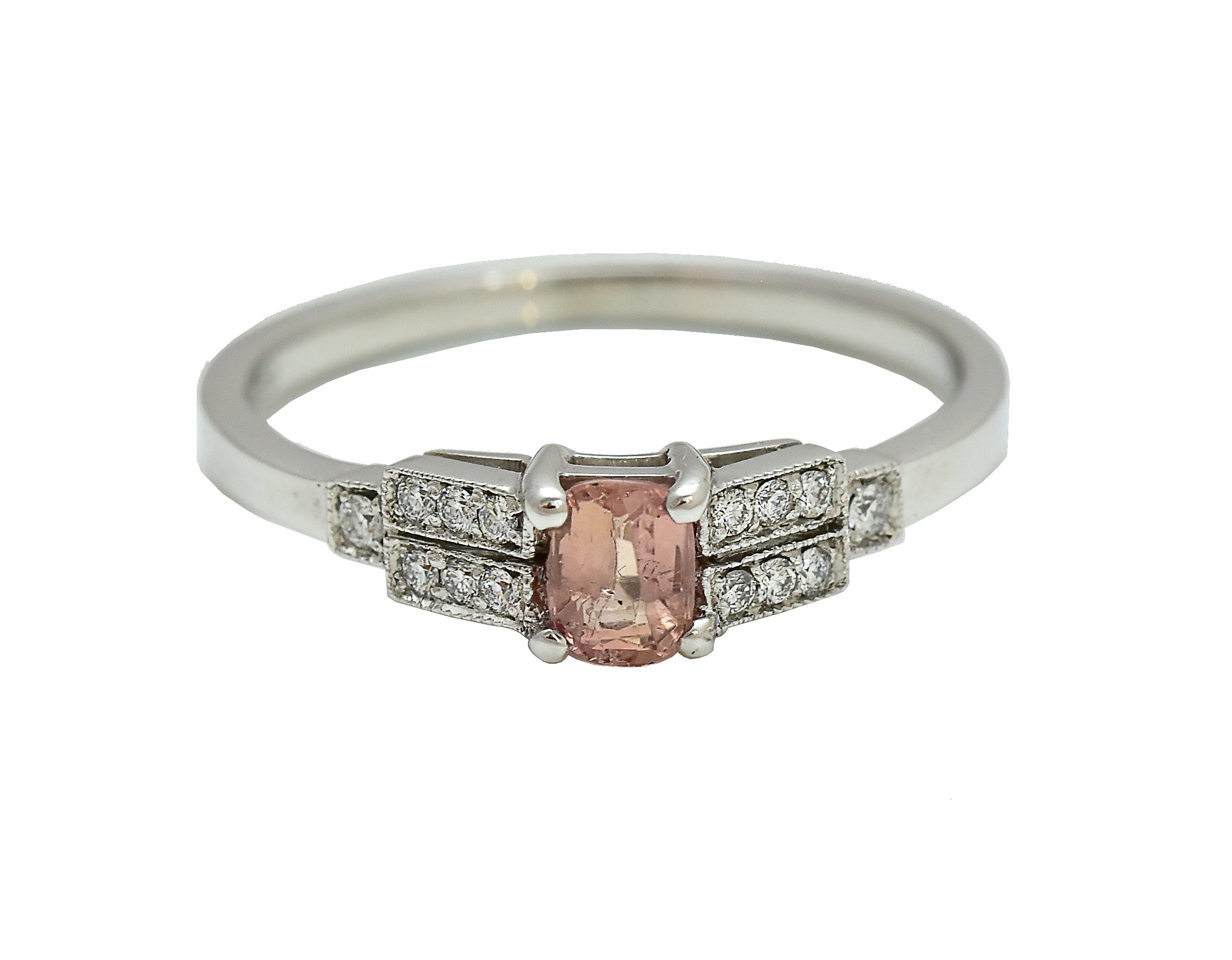 engagement rings peach sapphire