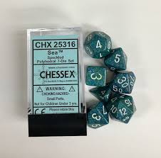 CHX25316 Speckled Sea Standard set of 7 dice.